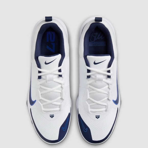 Nike Men\'s White and Navy Baseball Cleats main image 9